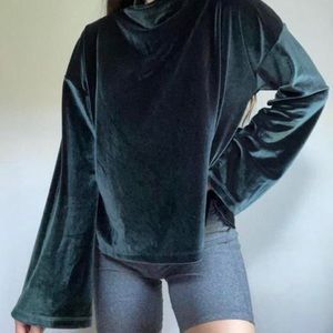 Victoria’s Secret - Victoria Sport Emerald Green Velvet Long Bell Sleeve Top